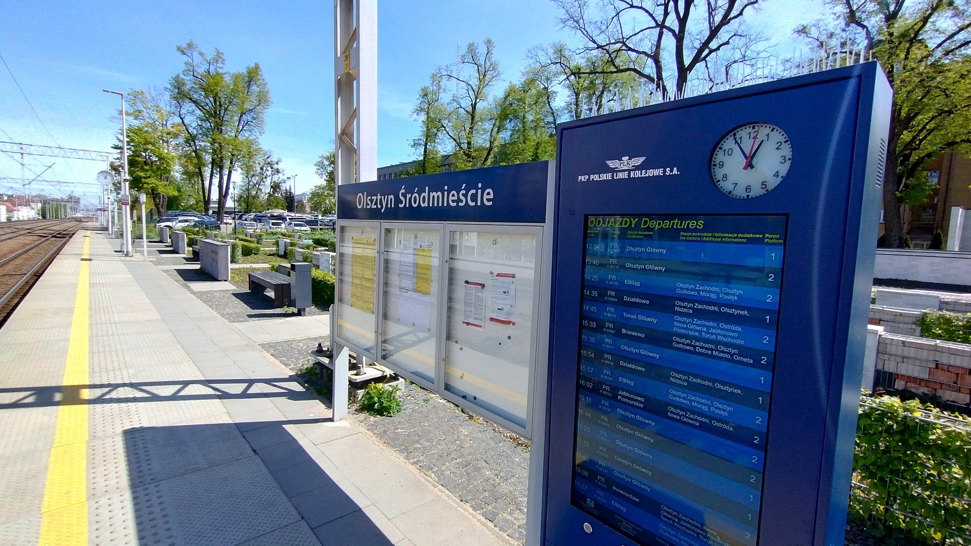 Wyświetlacze i tablice na olsztyńskich peronach