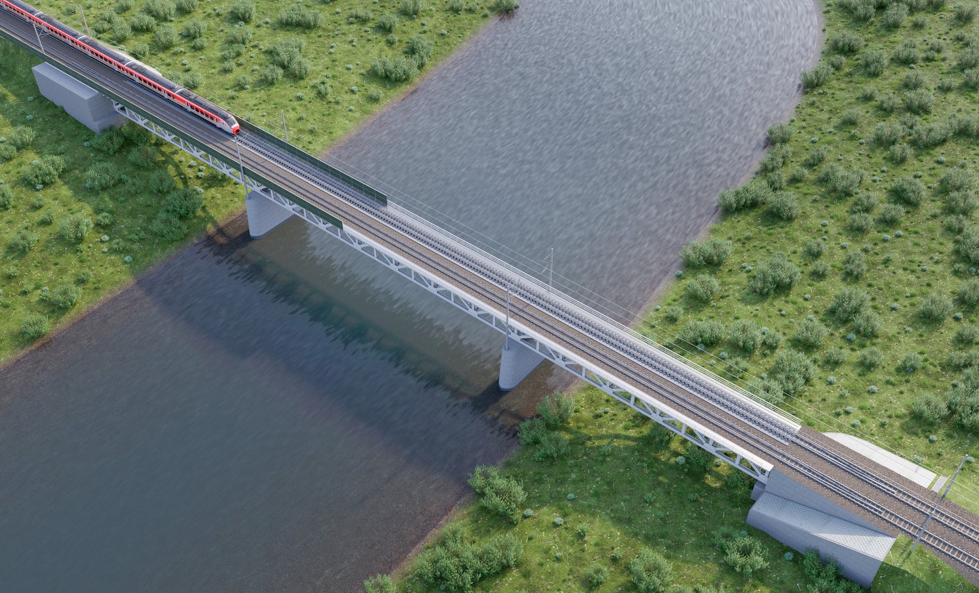 Dwa tory na moście na Warcie